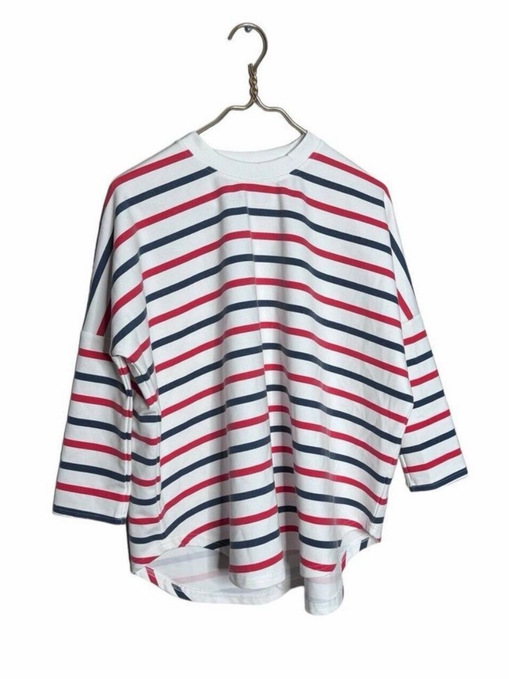 Tuckernuck’s Pomander Place Drop Shoulder Blue Red White Striped Top